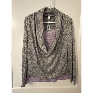Dressfo Gray And Purple Workout Long Sleeve Shirt Sz L NWT Burnout Style